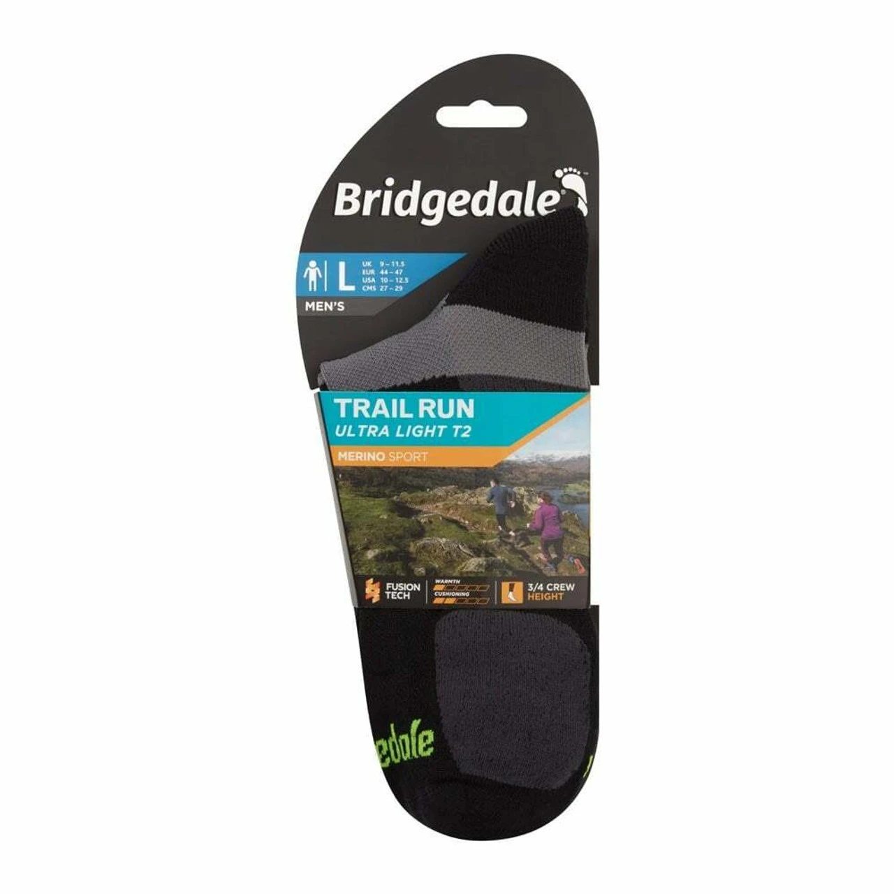 Bridgedale Trail Run Ultra Light T2 Merino Sport 3/4 Crew Socks 8 Bridgedale Trail Run Ultra Light T2 Merino Sport 3/4 Crew Socks - Image 6