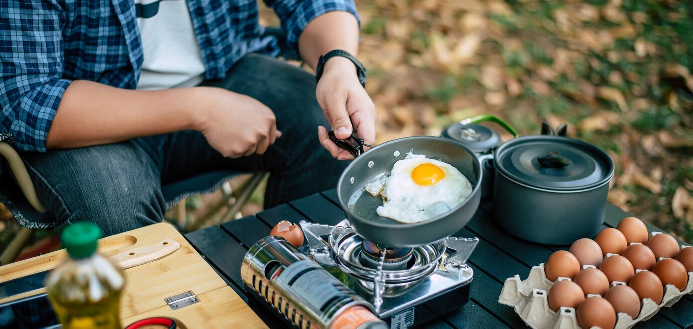 Outdoor Equipment Sales 2024 -Outdoor Equipment Sales 2024 portrait asian traveler man glasses frying tasty fried egg hot pan campsite outdoor cooking traveling camping lifestyle concept 1150 61557